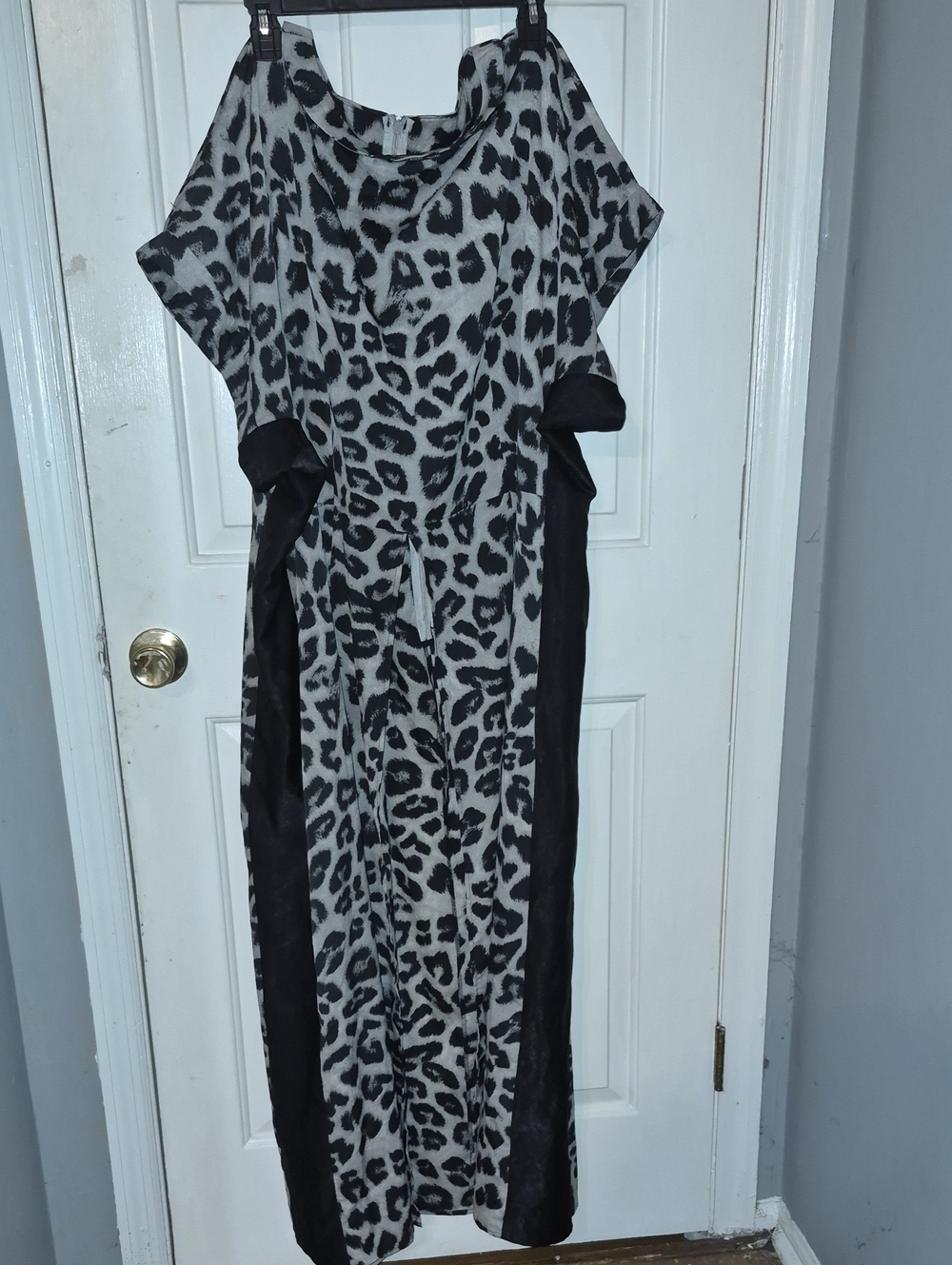 Leopard Print Split Front Maxi Blouse 4x
